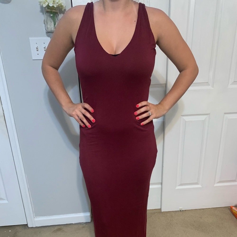 Tobi Burgundy, stretchy, maxi dress